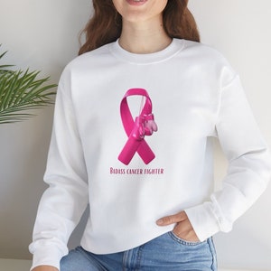 Badass Breast Cancer Fighter Sweatshirt. Cancer awareness image 1