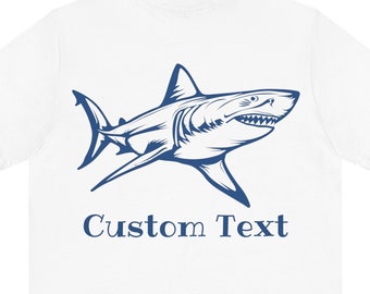 Custom Text Great White Shark T-Shirt Image on the Back, Shark Shirt, Great White Shark Shirt, Shark Gift, Great White Shark Drawing