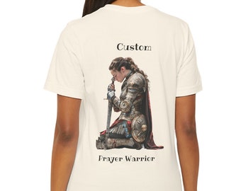 Custom Prayer Warrior T-Shirt Image on the Back, Prayer Warrior shirt, Armor of God, Christian Mom shirt, Christian Woman