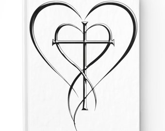 Cross and Two Hearts Blank Journal, Prayer Warrior, Warrior of Faith, Christian Woman Notebook, gift for Christian Mom