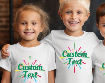 Chemise en coton épais pour enfants avec texte personnalisé. T-shirt personnalisé pour enfants. Ajoutez simplement votre texte personnalisé, votre chemise pour enfant ou votre chemise personnalisée. Chemises personnalisées