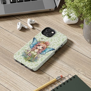 Fairy with Blue Wings iPhone 14 Cases, Pretty Fairycore fairy in beautiful Flowercore colors image 4