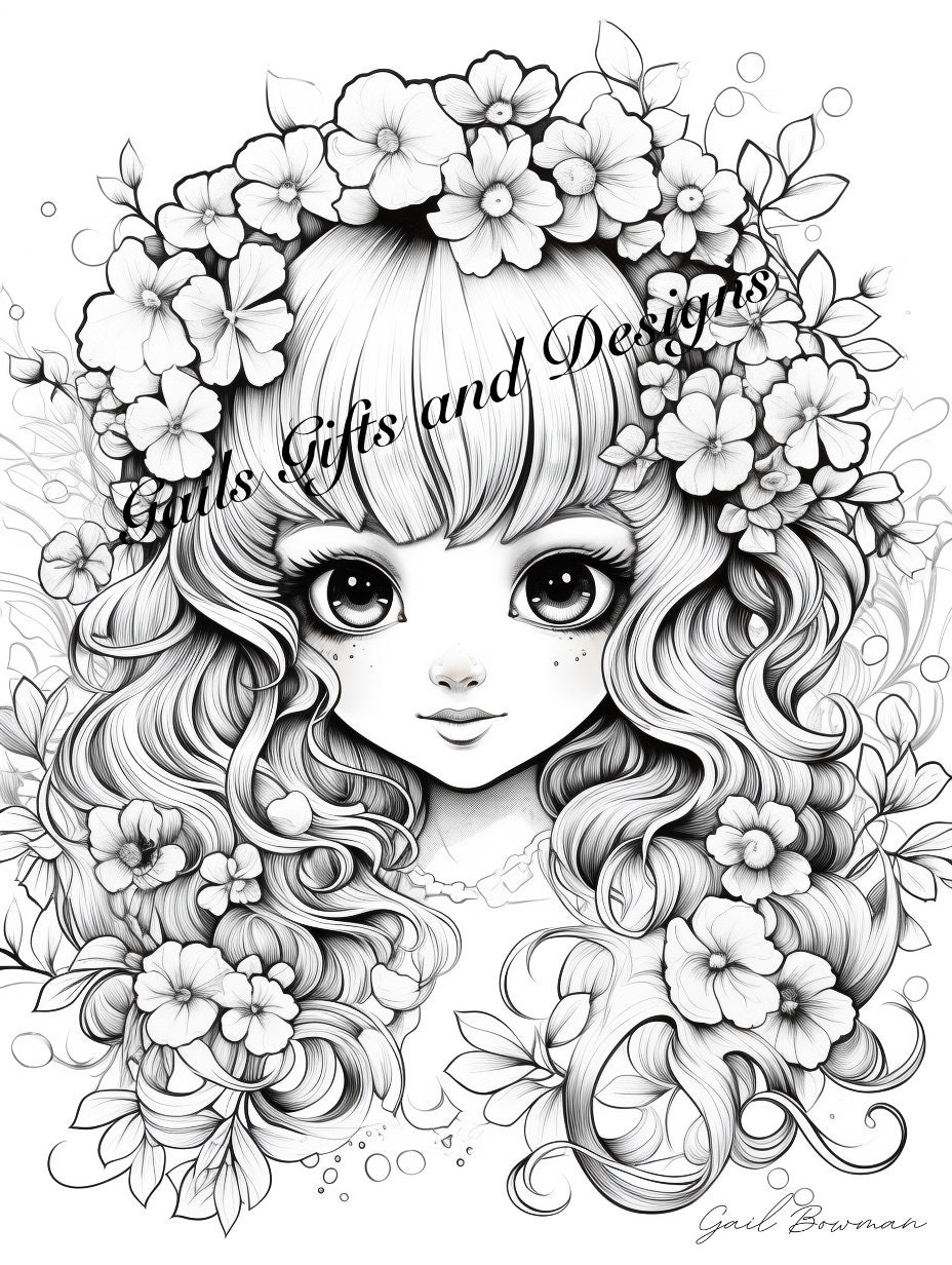 Fairies Book of 5 Coloring Pages for Adults Downloadable File Book Three, Amazing Fairycore fairy with Flowers, Toadstools and a Tree House