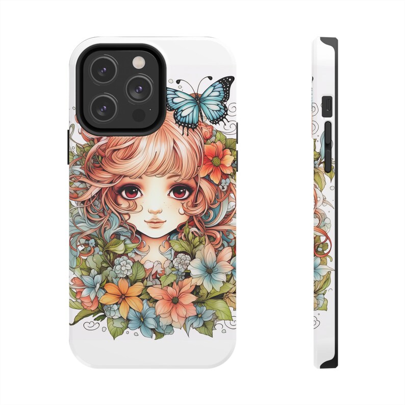 Fairy with Red Hair iPhone 14 Cases, Pretty Fairycore fairy in beautiful Flowercore colors image 4