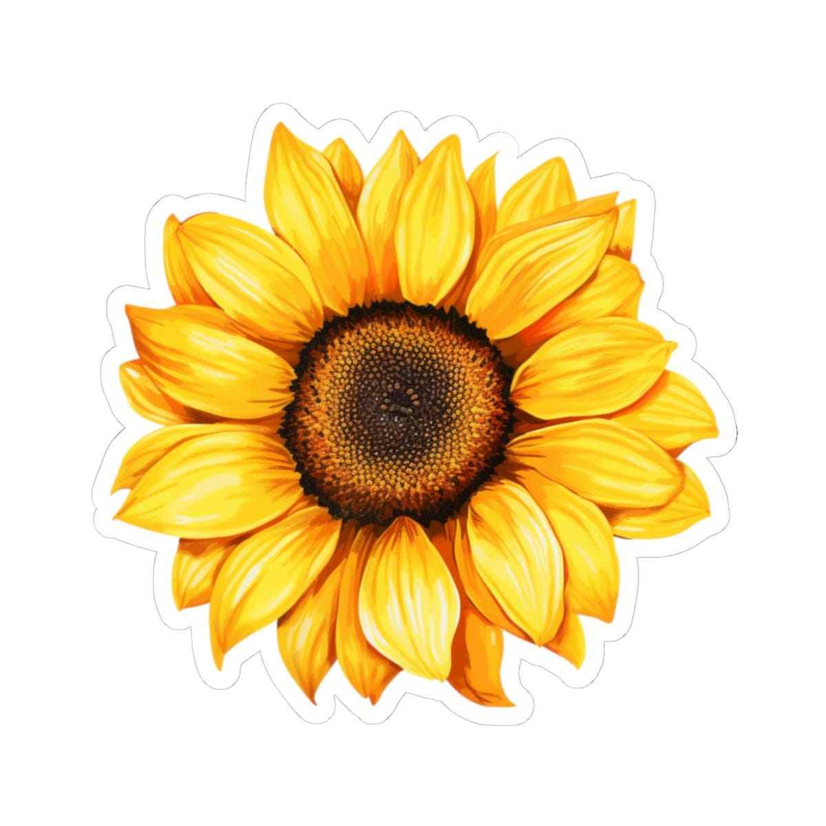 One Sunflower Sticker with Transparent or White Edges. Add this amazing Single Sunflower Sticker to your bottle, computer or books!