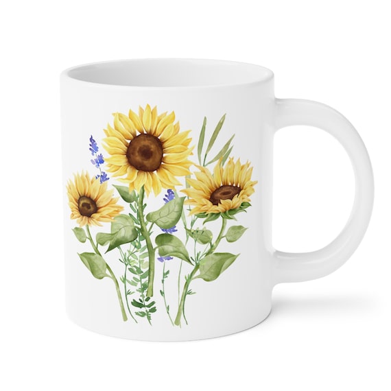 Sunflower cup, Floral 15/20 oz, , sunflower mug, botanical, sunflower lover, boho sunflowers, cottagecore, vintage floral , floral graphic