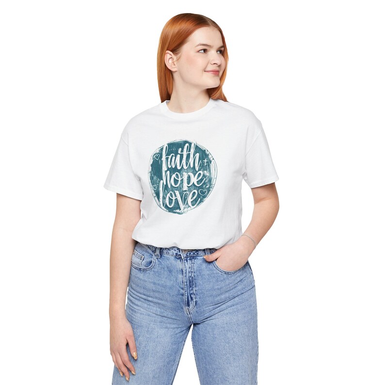 Retro Faith Hope Love Shirt, This is the perfect gift for your Christian friend, wife, daughter or teacher Christian Woman image 8