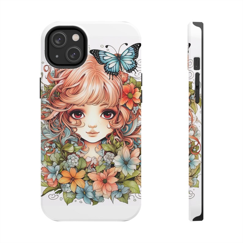 Fairy with Red Hair iPhone 14 Cases, Pretty Fairycore fairy in beautiful Flowercore colors image 3