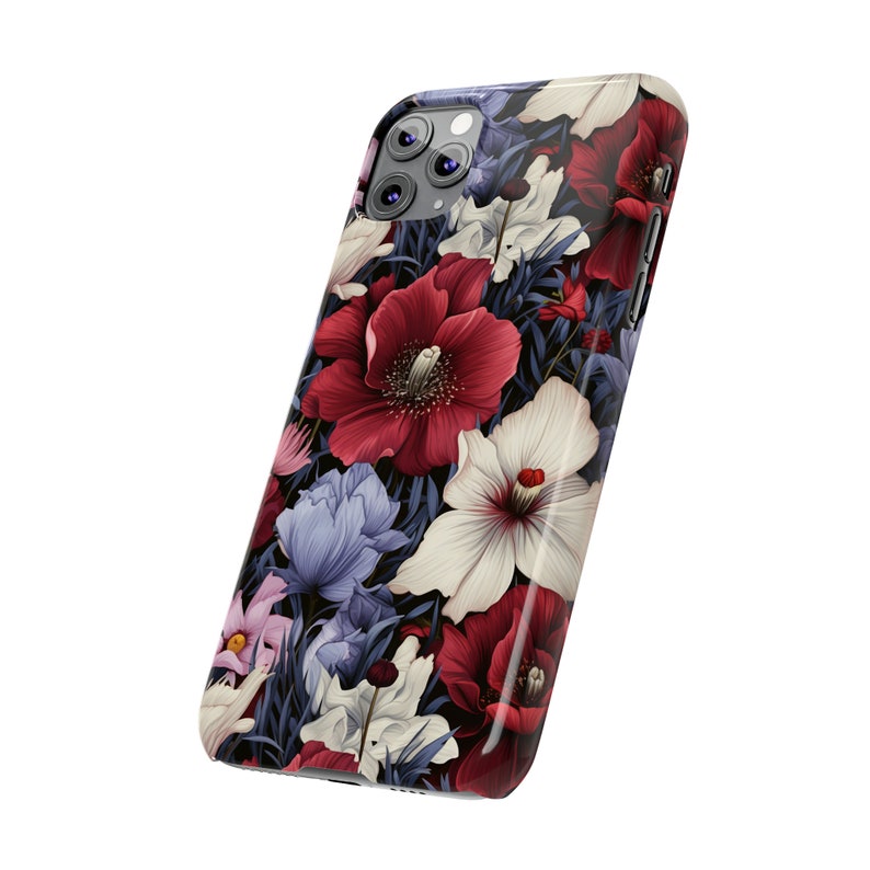 Red and Blue Flowers iPhone 11 Phone Cases image 2
