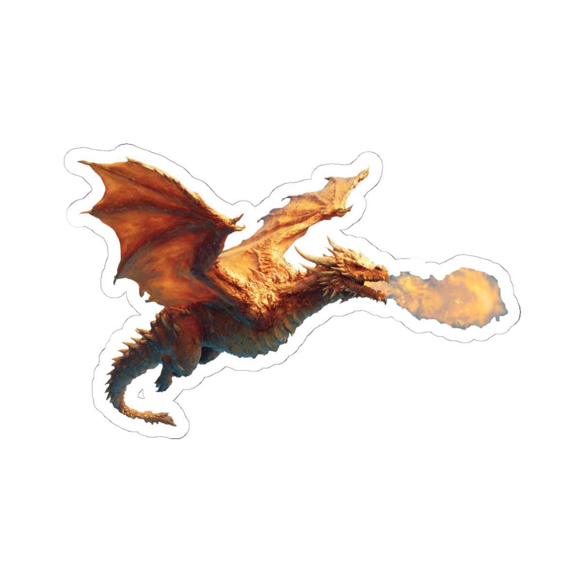 Fiery Flying Dragon Sticker with Transparent or White edges,  Knightcore, medieval, Fantasy, Flying Dragon