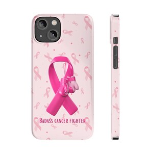 Badass Breast Cancer Fighter iPhone 14 Phone Cases, cancer fighter, cancer warrior, cancer encouragement, cancer gift image 3