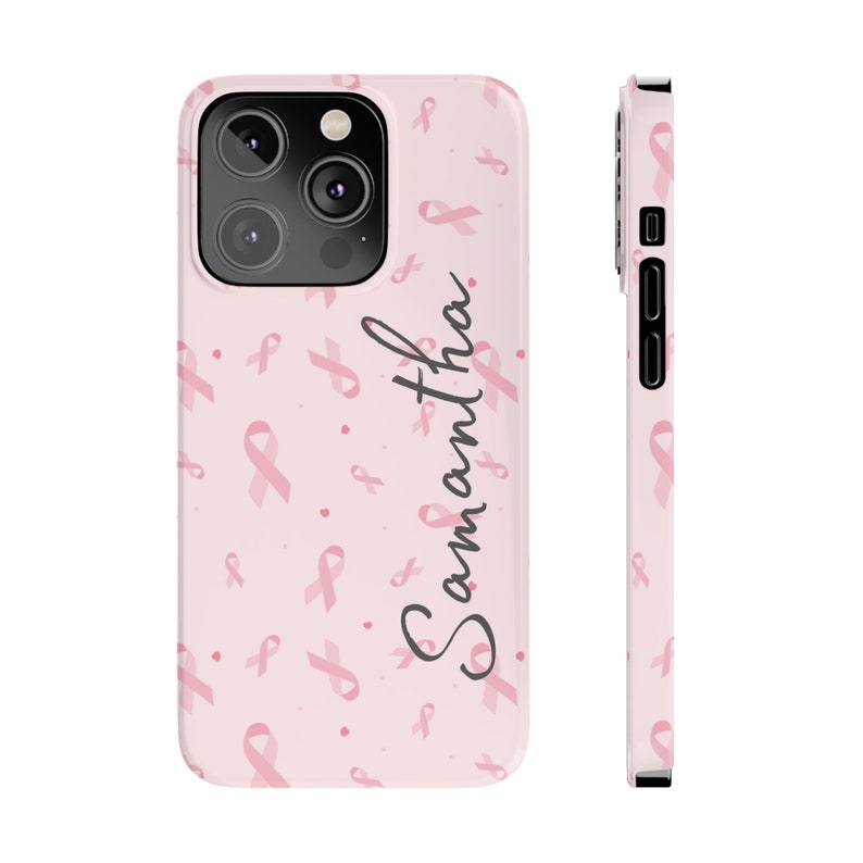 Personalized Breast Cancer Fighter iPhone 14 Phone Cases image 3