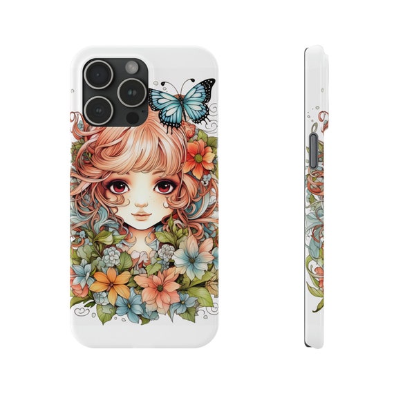 Fairy with Red Hair iPhone 15 Phone Cases, Pretty Fairycore fairy in beautiful Flowercore colors