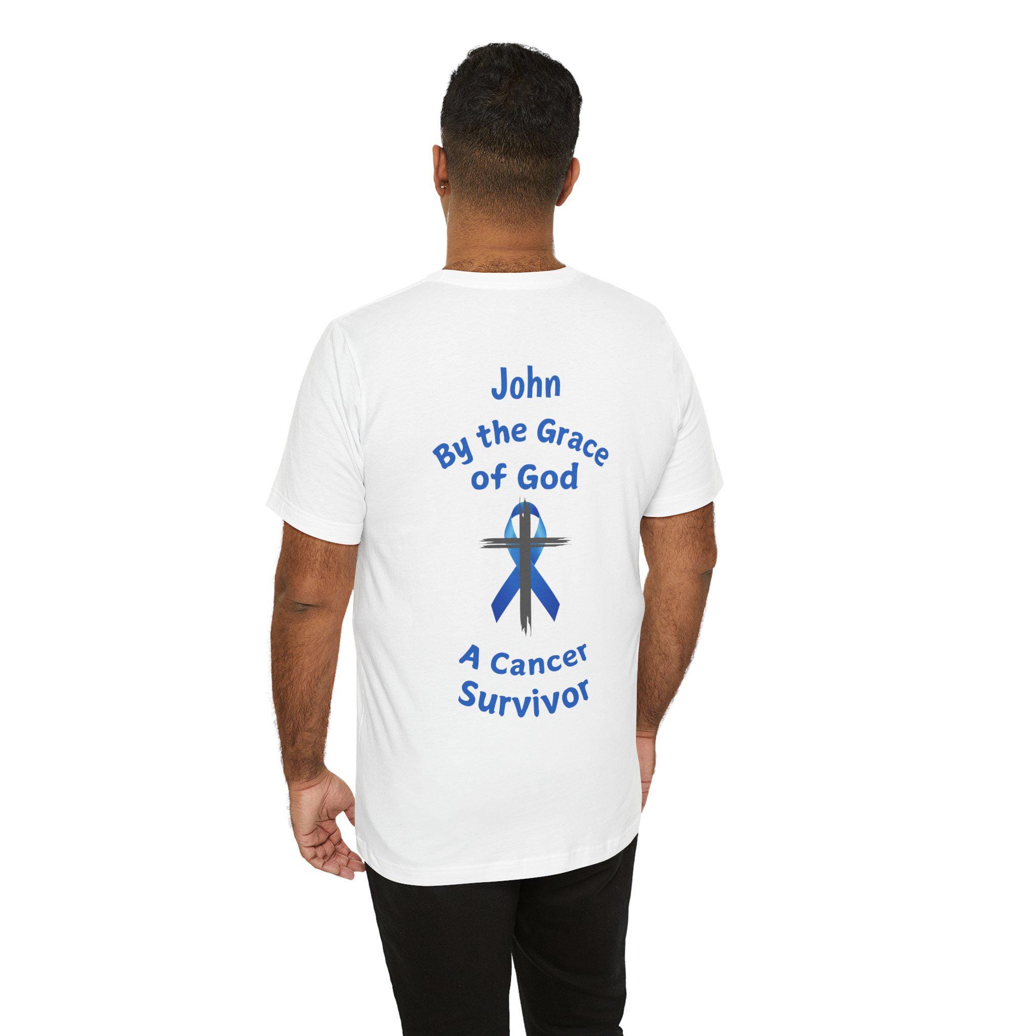 Prostate Cancer Survivor Personalized Shirt By the Grace of God. Custom name is optional. For your Christian Prostate Cancer Survivor!