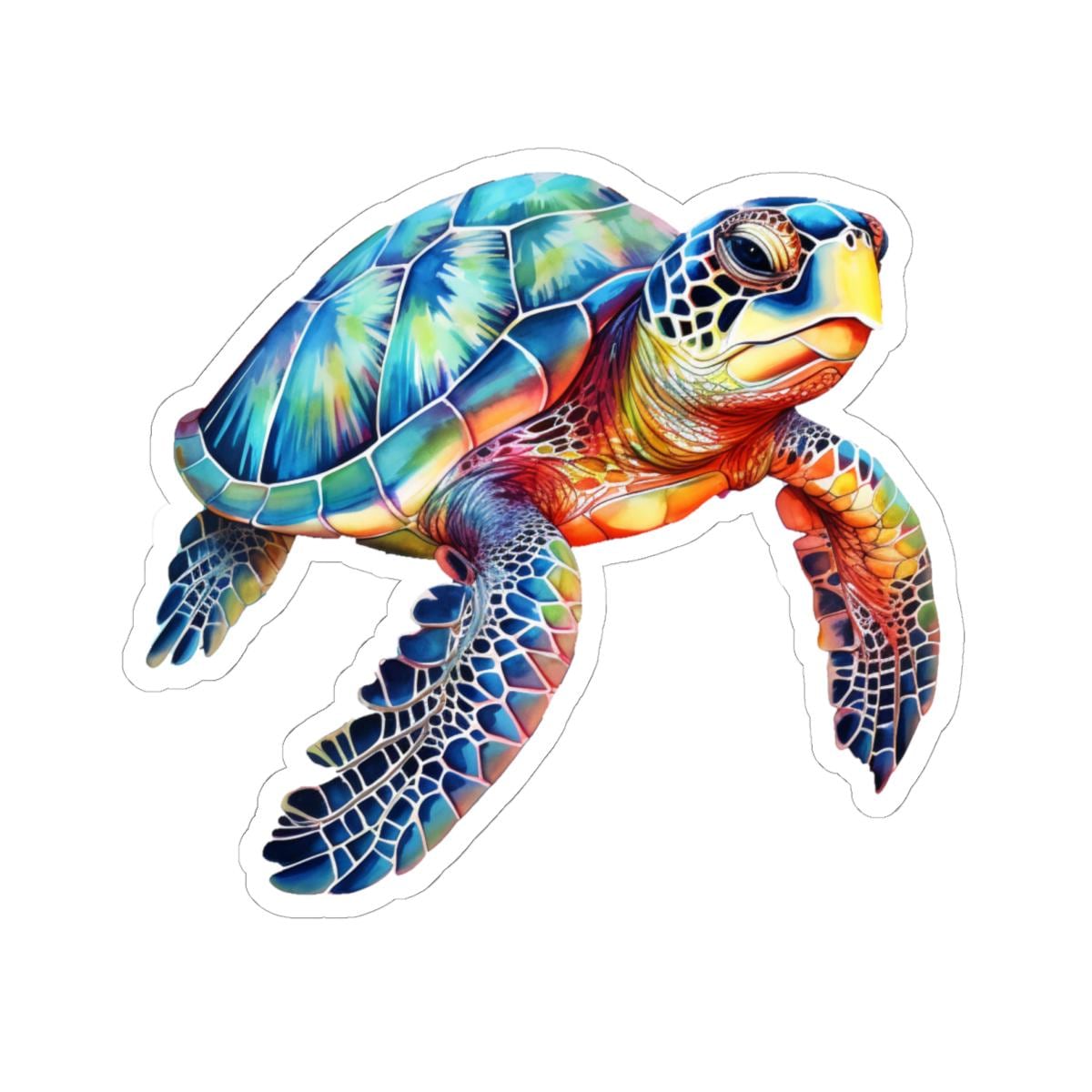 Sea Turtle Sticker with White or Transparent edges, Colorful sea turtle, save the turtles, sea turtle lover, sea turtle sticker
