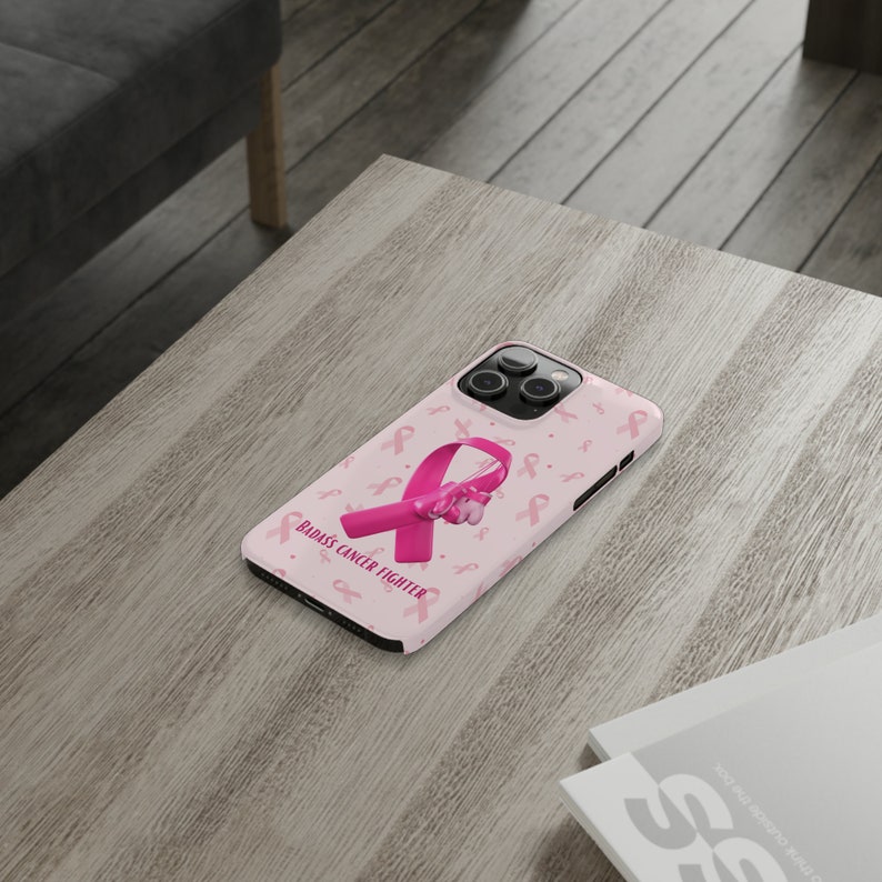 Badass Breast Cancer Fighter iPhone 14 Phone Cases, cancer fighter, cancer warrior, cancer encouragement, cancer gift image 8
