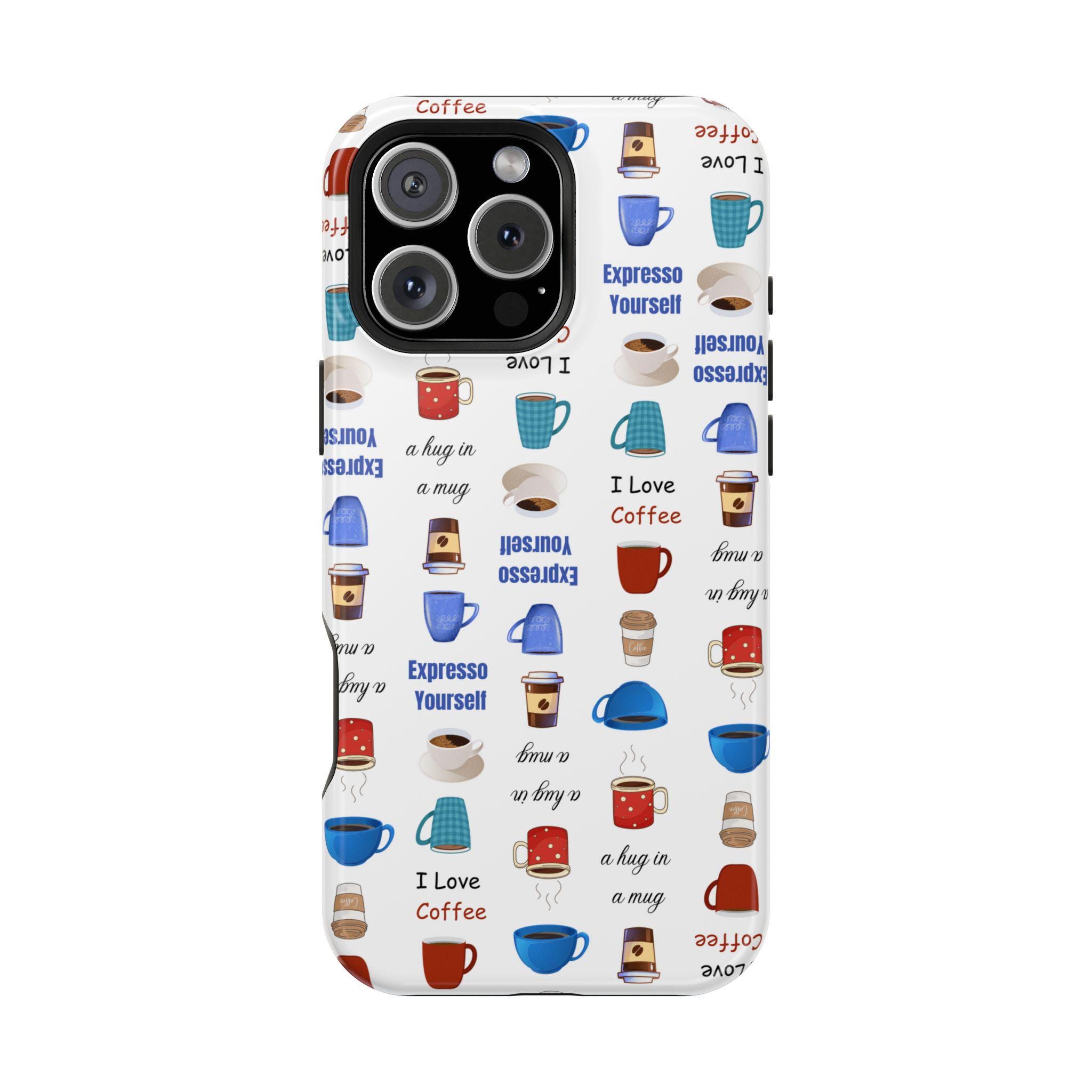 I Love Coffee Magnetic Safe  iPhone 16,  iPhone 15, iPhone 14 and iPhone 13 Phone cases. The perfect gift for your coffee lover!
