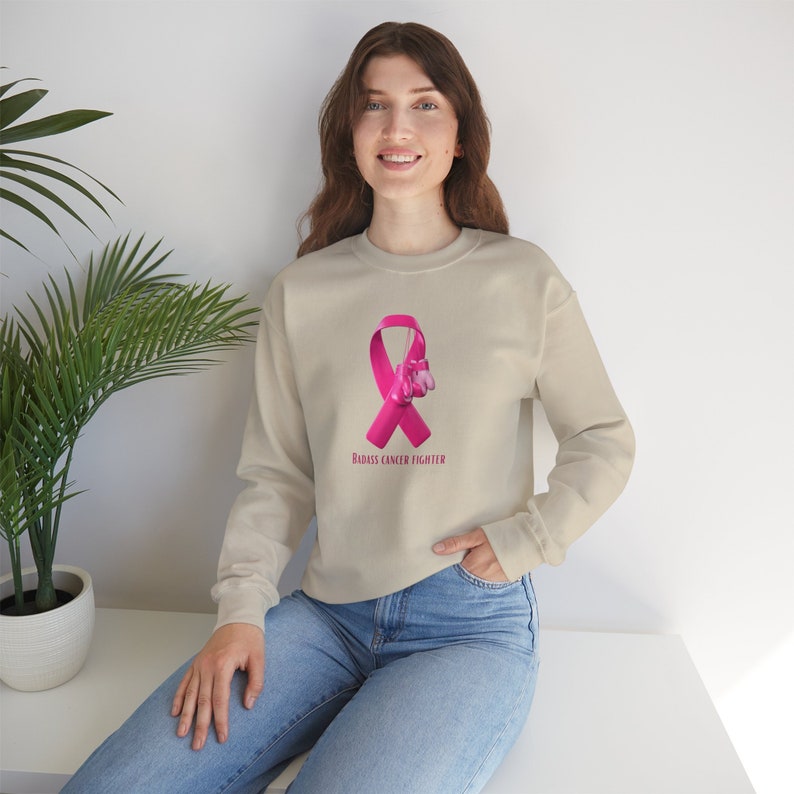 Badass Breast Cancer Fighter Sweatshirt. Cancer awareness image 7