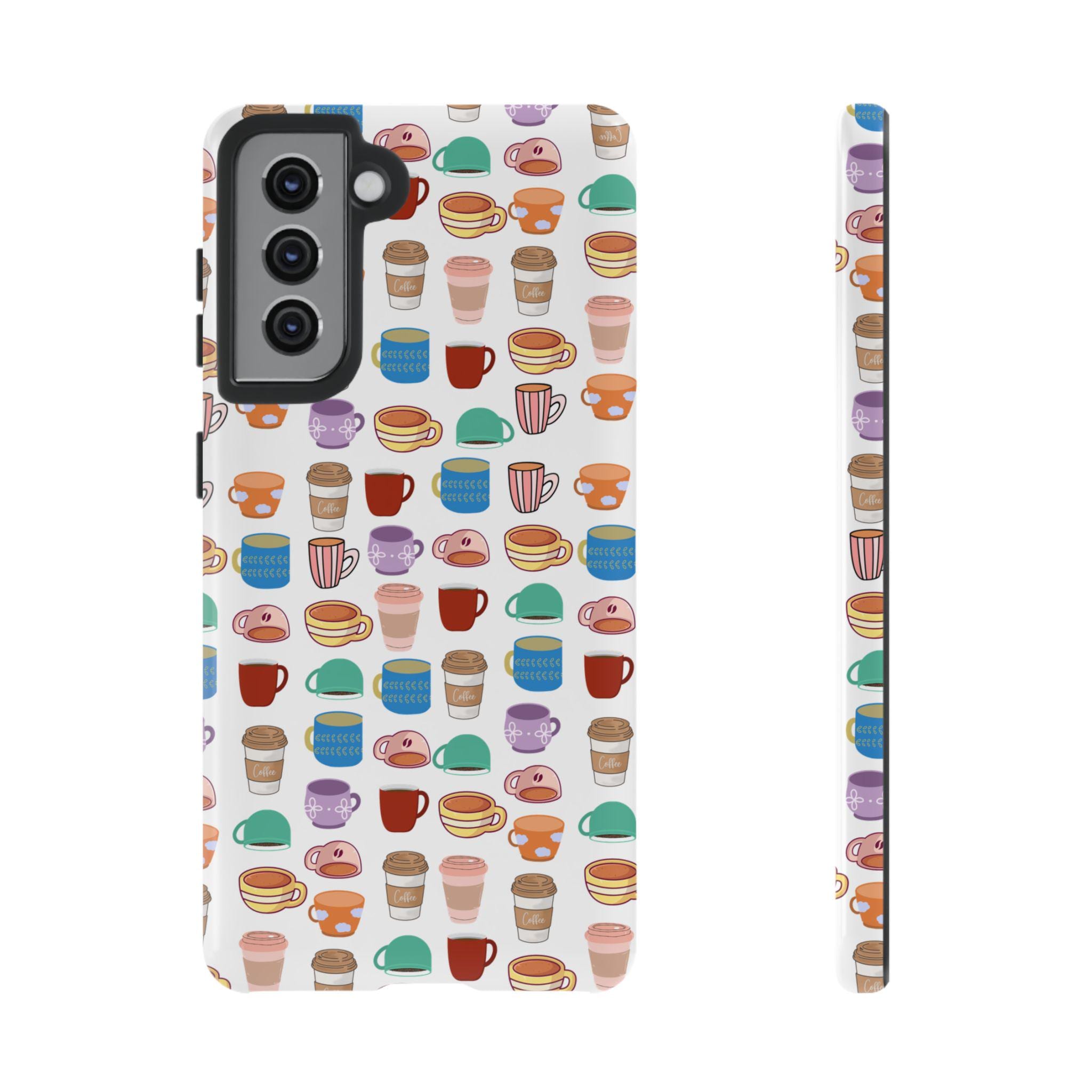 Just Coffee Samsung Galaxy S21, S22, S23, S24 Phone Cases. Colorful Coffee Cups and Mugs on this cell phone cover for your Coffee lover