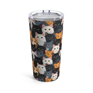 Leuke katten geïsoleerde beker 20oz. Geweldig cadeau voor kattenliefhebbers, kattenmama, kattenkoffiekopje, kittens afbeelding 1