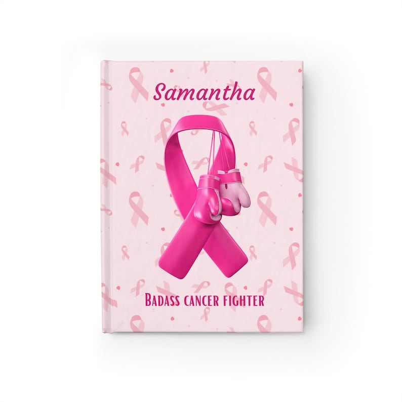 Personalized Badass Breast Cancer Fighter Blank Journal. Add the name of your favorite cancer warrior for the perfect gift image 1