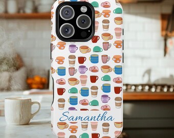 Just Coffee Personalized Magnetic Safe Tough iPhone 17, iPhone 16, iPhone 15, iPhone 14, iPhone 13 Cases. Perfect gift for Coffee lover.
