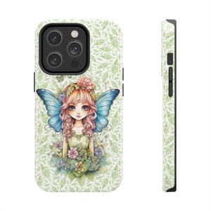 Fairy with Blue Wings iPhone 14 Cases, Pretty Fairycore fairy in beautiful Flowercore colors image 5