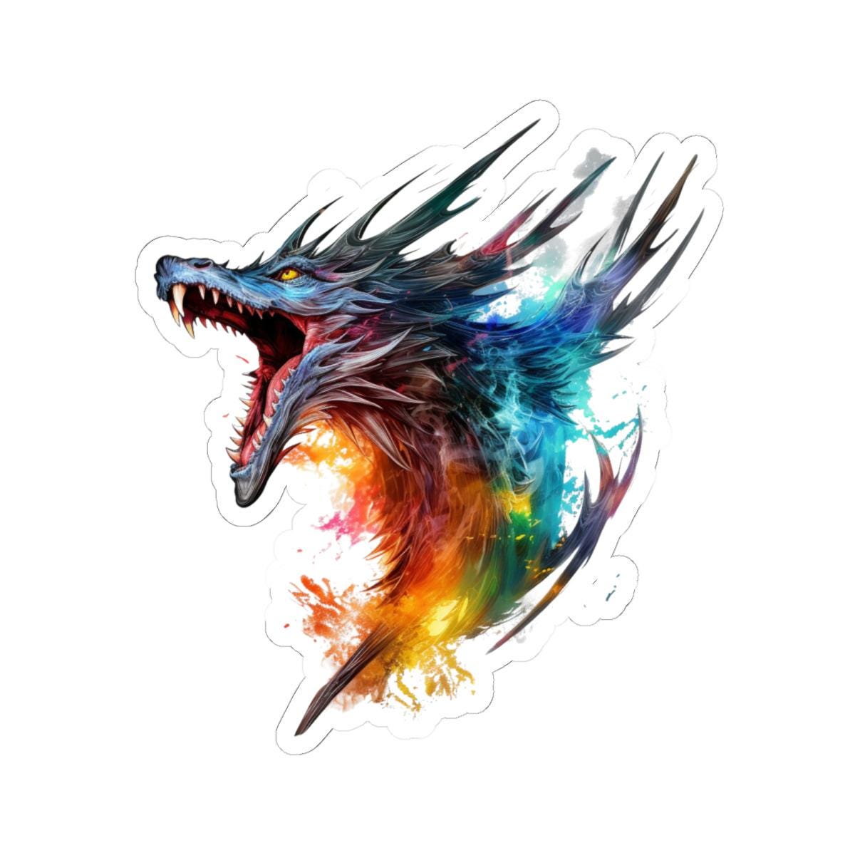 Amazing Dragon Sticker with Transparent or White Edges. Add this amazing multicolor Dragon Sticker to your bottle, computer or books!