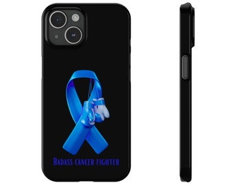 Badass Prostate Cancer Fighter iPhone 15 Phone Cases. Cancer Awareness, cancer fighter, cancer warrior, cancer encouragement, cancer gift