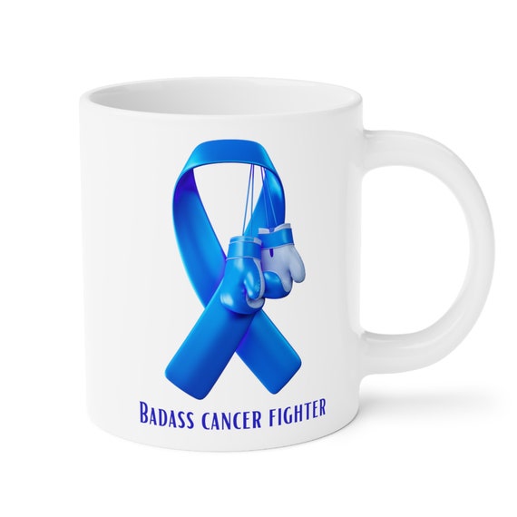 Badass Prostate Cancer Ceramic Mugs 15/20 oz, cancer fighter, cancer warrior, cancer encouragement, cancer gift