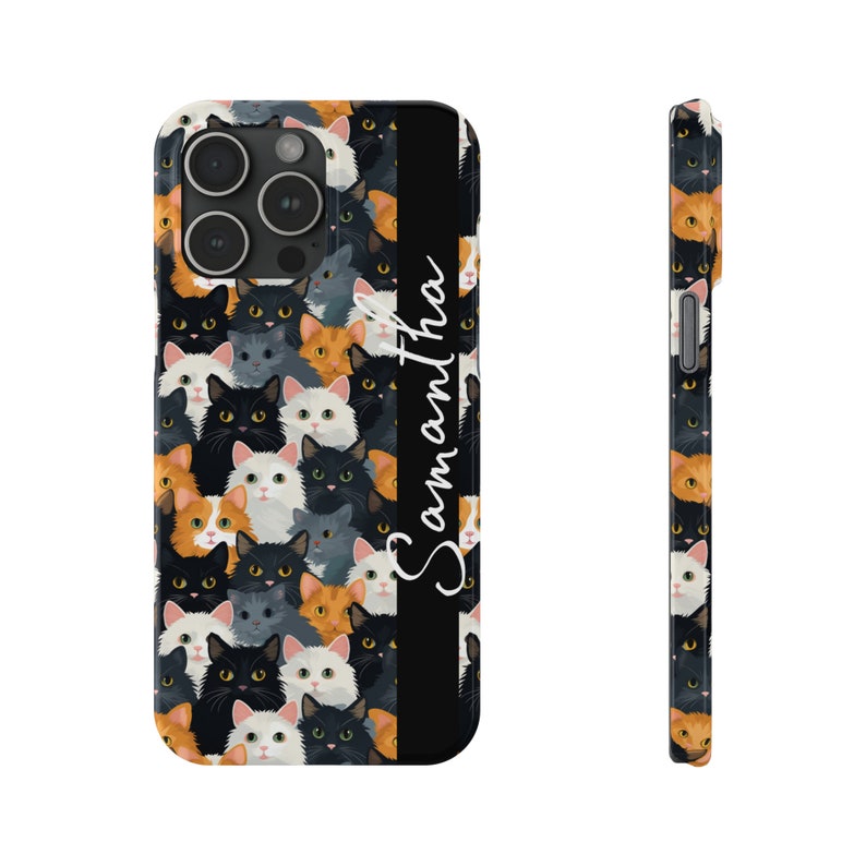 Personalized Cute cats iPhone 15 Phone Cases. These cats and kittens are the Perfect custom gift for your favorite cat lover image 4
