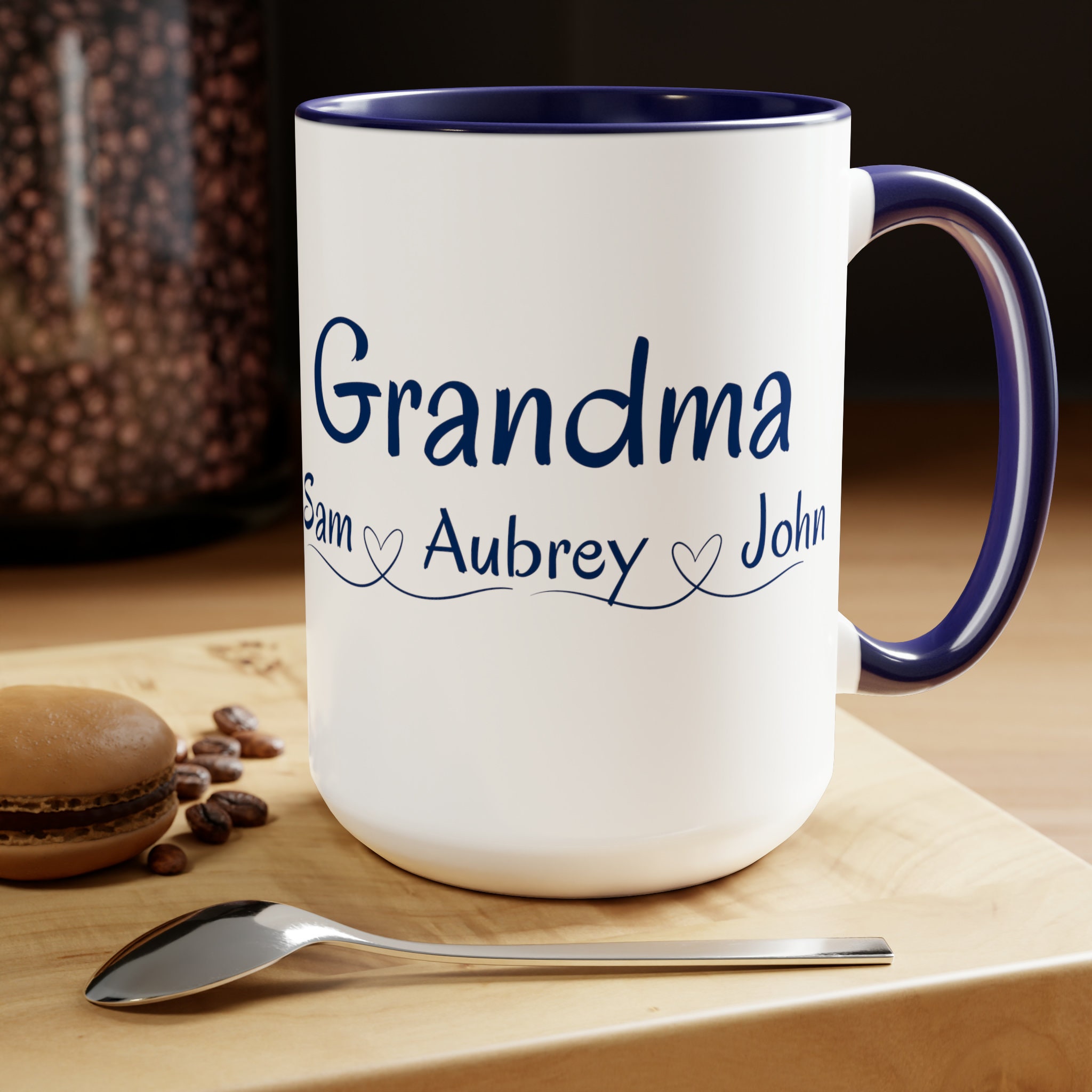 Personalized Grandma Coffee Cup 15oz.  Add your own text shirt, Custom Mom cup, Personalized Nana mug, Customized Grandchildren coffee cup