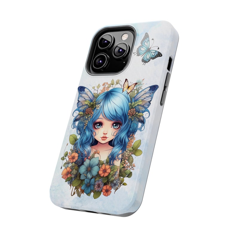 Blue Fairy iPhone 13 Cases, Pretty Blue Fairycore fairy in beautiful Flowercore colors image 3