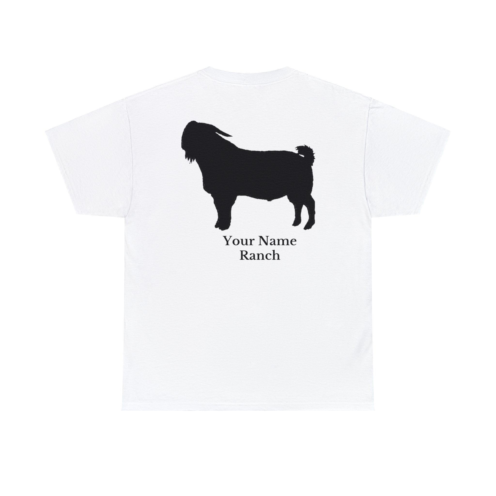Personalized Boer Goat Buck Cotton TShirt, Add your ranch name to be the perfect Perfect custom shirt for Boer Goat rancher, Boer Goat Lover