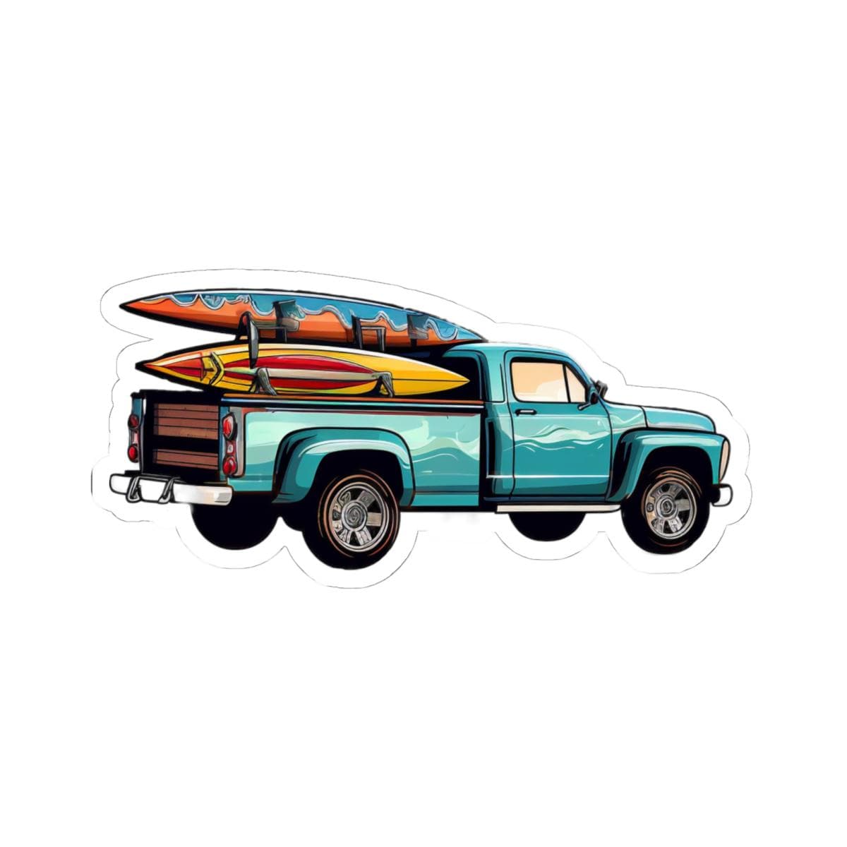 Surfing Truck with Transparent or White Edges. Add this amazing Surfing Truck Sticker to your bottle, computer or books!