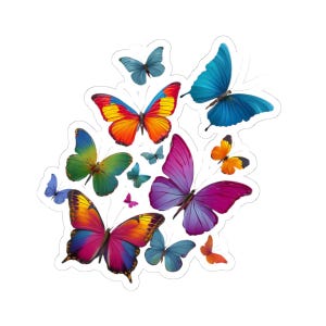 Bright Butterflies Sticker with Transparent or White Edges. Add beautiful butterflies to your bottle, computer or books!
