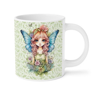 Fairy with Blue Wings Coffee cup 15/20 oz. Amazing Pretty Fairycore fairy in beautiful Flowercore colors 20oz