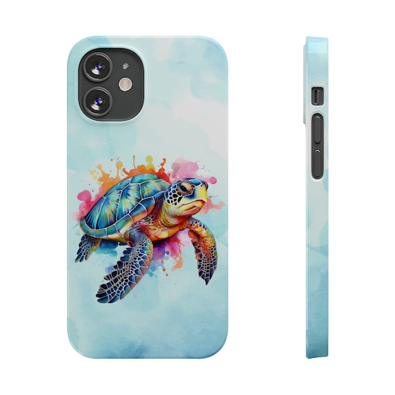 Sea Turtle iPhone 12 Phone Cases. Colorful watercolor sea turtle, save the turtles, sea turtle lover, sea turtle iPhone case, iPhone 12 case