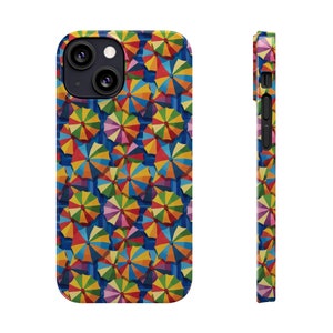 Umbrellas on iPhone 13 Phone Cases. Beach Umbrella, Umbrellas in a cool retro effect image 3