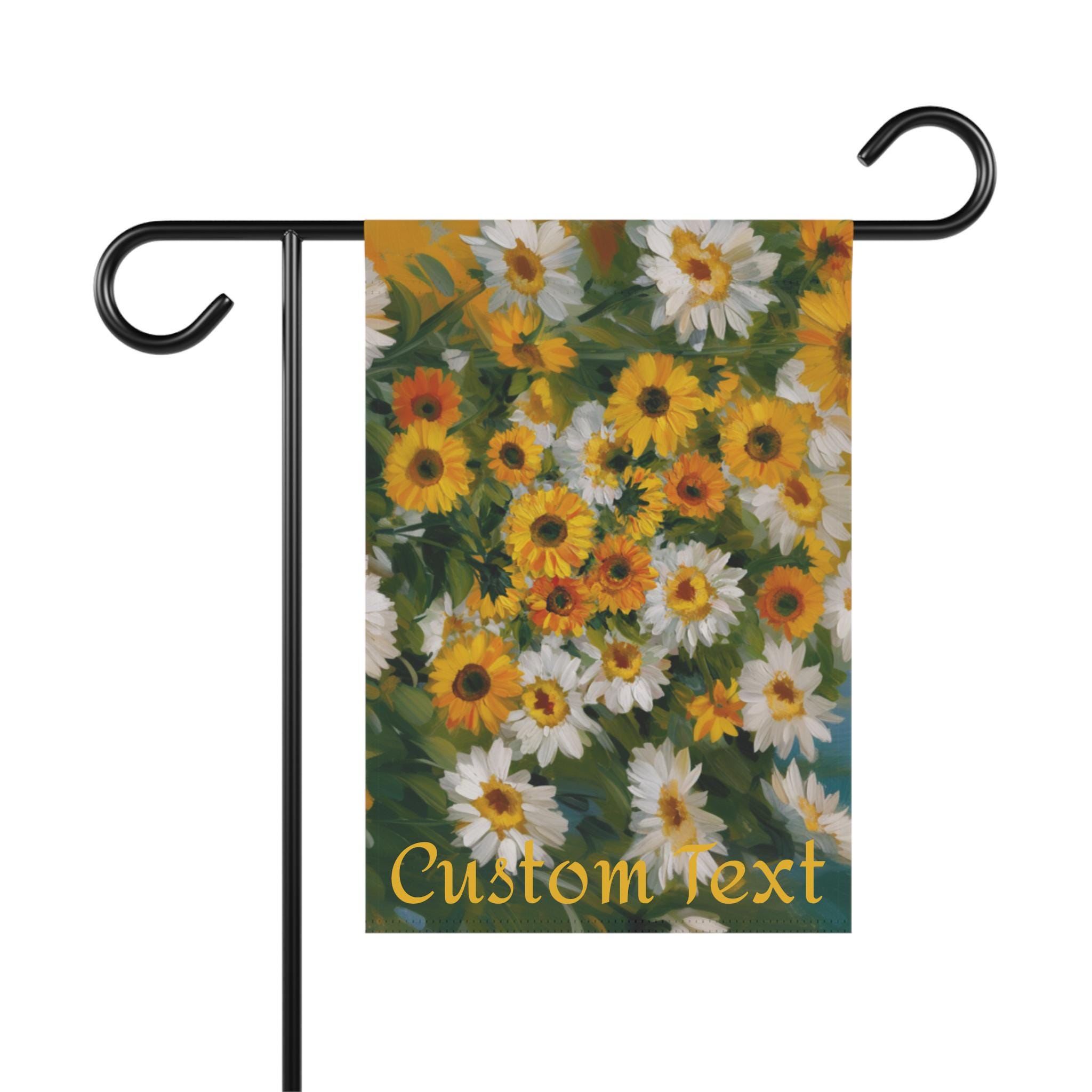 Sunflowers and Daisies Painting Personalized Garden & House Banner. Customize for the perfect addition to your yard or home. Yard sign.