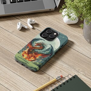Fiery Dragon iPhone 14 Cases, Knightcore, medieval, Fantasy, Flying Dragon image 2