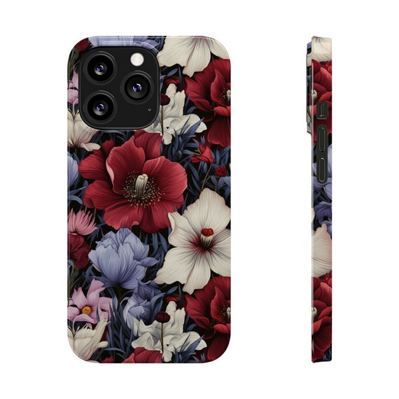 Red and Blue Flowers iPhone 13 Phone Cases