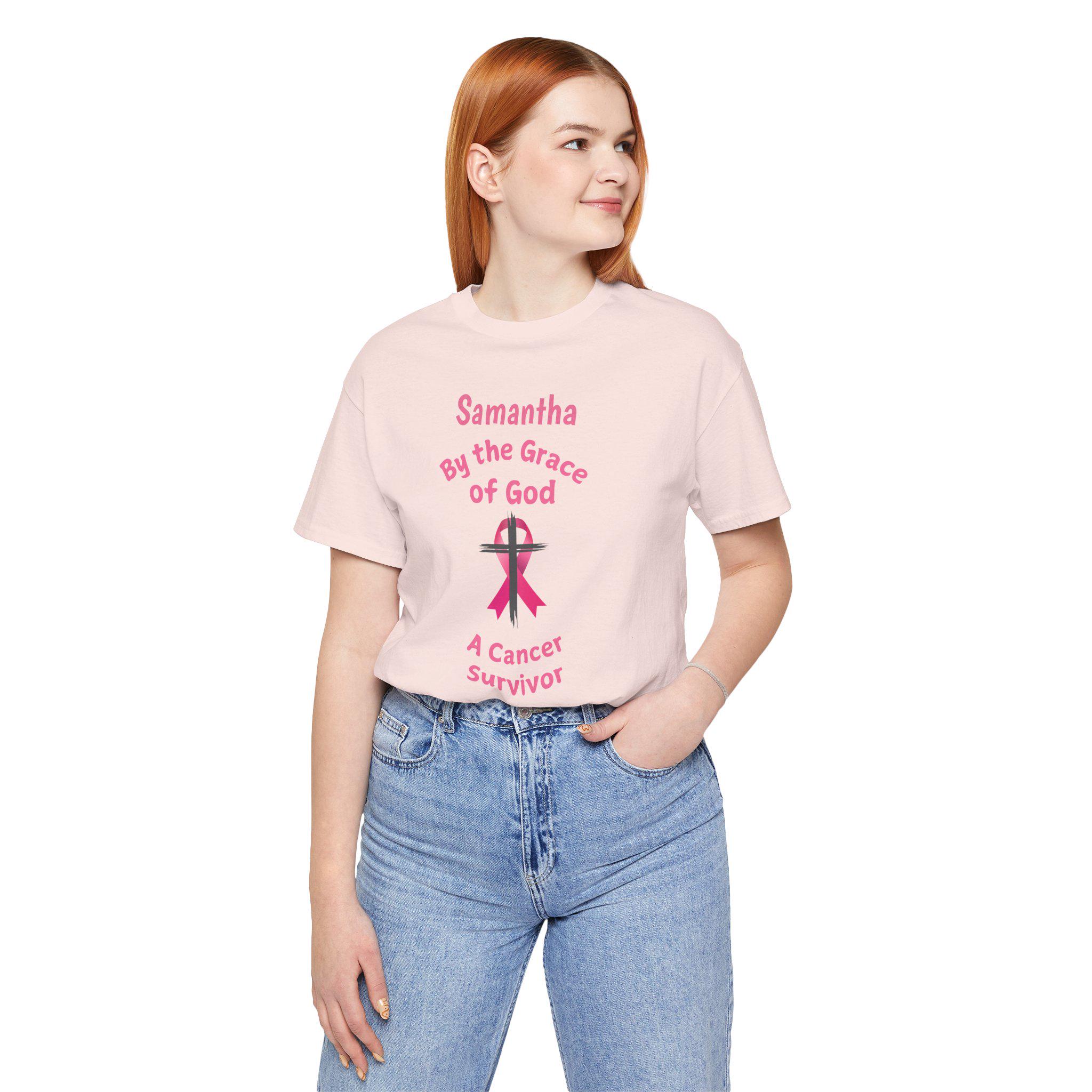 Cancer Survivor Breast Shirt, By the Grace of God. Custom name is Optional. Perfect gift for your Christian Breast Cancer Survivor!