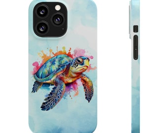 Sea Turtle iPhone 13 Phone Cases. Colorful watercolor sea turtle, save the turtles, sea turtle lover, sea turtle iPhone case, iPhone 13 case