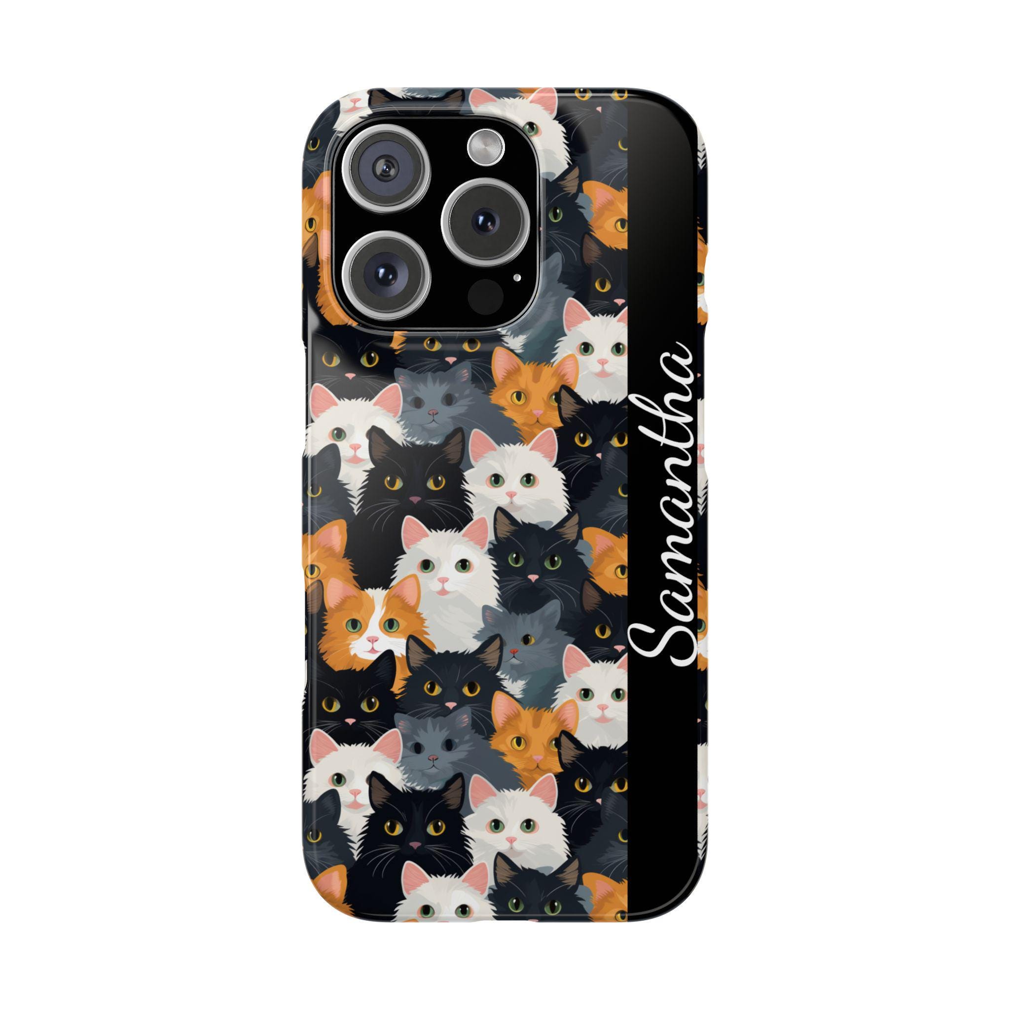 Cute Cats Personalized iPhone 16, 1Phone 15, iPhone 14, iPhone 13 Cases for all models. Custom text is optional. Gift for your cat lover!