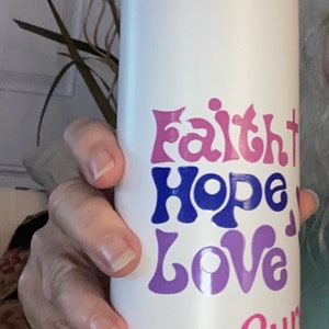 Faith Hope Love Cure Copper Vacuum Insulated Bottle, 22oz. Breast Cancer Awareness image 6