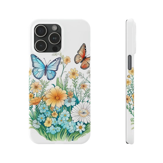 Wildflowers and Butterflies iPhone 15 Phone , Beautiful flowers in flowercore colors. Cottagecore, fairycore