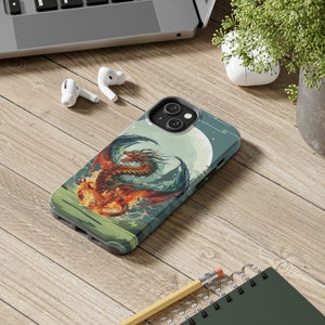 Fiery Dragon iPhone 14 Cases, Knightcore, medieval, Fantasy, Flying Dragon image 4