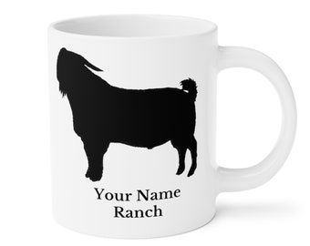 Personalized Boer Goat Coffee Cup 15/20oz, Perfect Custom Mug for Boer Goat rancher, Boer Goat Lover, Ranch Decor, Show Goat, Boer Meat Goat