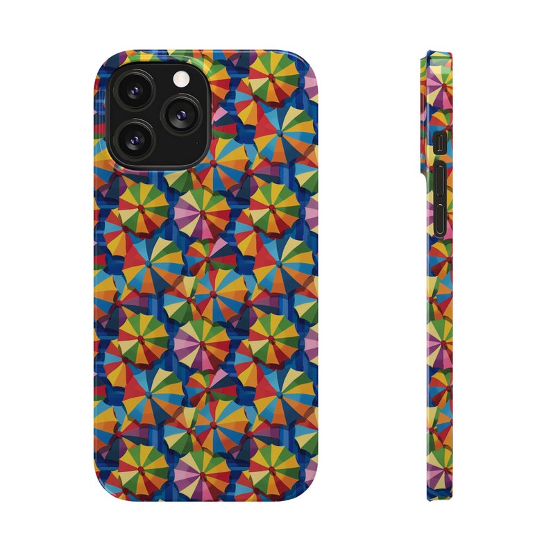 Umbrellas on iPhone 13 Phone Cases. Beach Umbrella, Umbrellas in a cool retro effect image 4